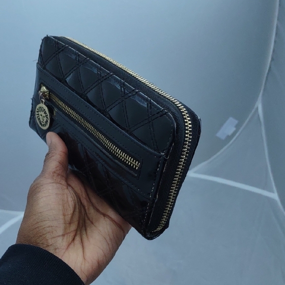 Anne Klein Black Patent Quilted Wallet - Picture 4 of 10